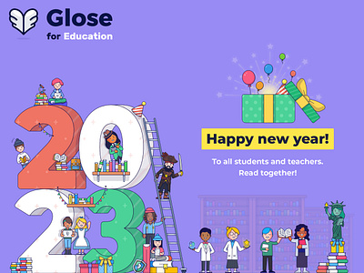 Glose for Education new year postcard brand branding branding concept design graphic design illustration new year postcard vector visual identity