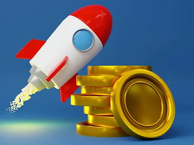 Rocket and coin 3d 3danimation 3drender animation art blender business design graphic design illustration motion graphics render startup ui web illustartion
