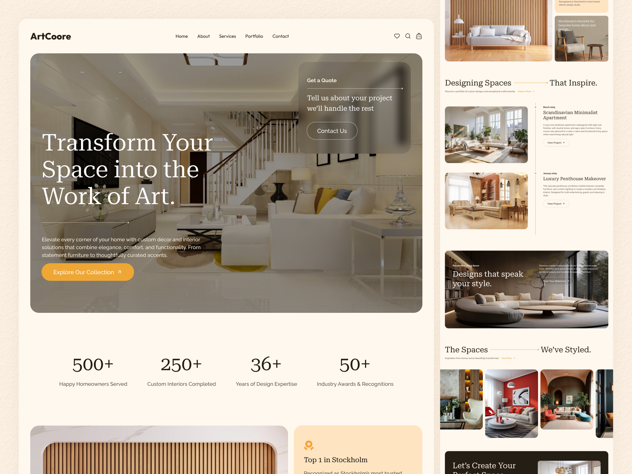 ArtCoore - Interior Design Website website showcase