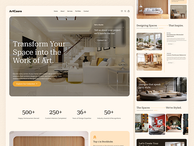 ArtCoore - Interior Design Website website showcase