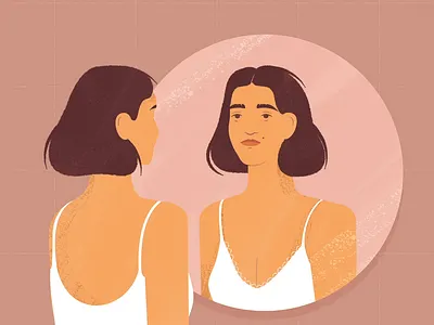 Girls just want to be beautiful 2d bathroom beautiful beauty character famele flat design girl illustration make up mirror morning routine self acceptance vector woman women