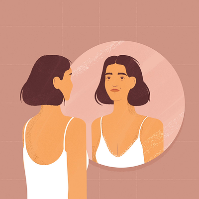 Girls just want to be beautiful 2d bathroom beautiful beauty character famele flat design girl illustration make up mirror morning routine self acceptance vector woman women