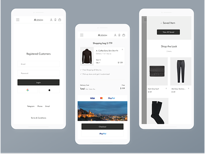 Ecommerce minimal - Product UXUI add to cart buy cart cart page checkout clean e commerce ecommerce mens clothing minimal minimalism minimalistic mobile mobile design paypal shop shopify shopping ui ux