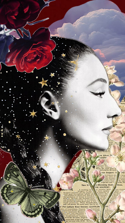 Stars in her hair digital collage graphic design