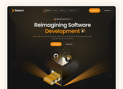 Landing Page - Reemi box creative darkmode design development landingpage ui uidesign ux uxdesign web webdesign website