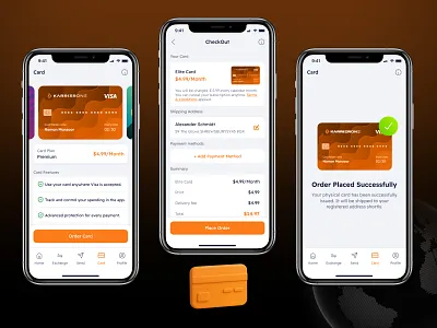 Karrier One App - Order Card activate branding card checkout clean clear credit design figma fintech illustration interface logo order product ui ui design ux