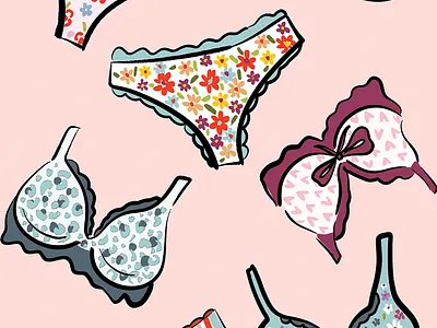 Women Underwear Illustration by Courtney Graben art bras design digital art feminism feminist illustration pattern surface design surface pattern design underwear women women love women