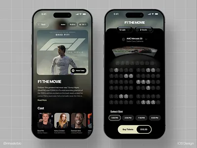 Cinema app - IOS design animation app black cinema dark mode details ios motion graphics movie movies netflix seats tv show ui