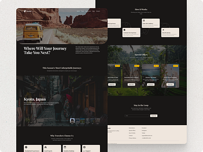 Traveler Landing Page Design design figma framer landing page landing page design travel travel landing page trip ui ui design website design