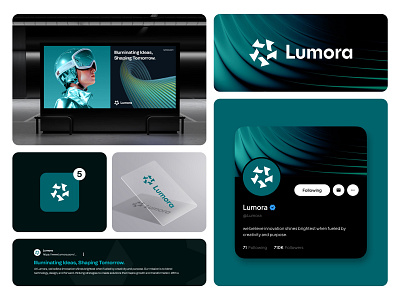 Lumora Branding - Modern Abstract Logo abstract logo app icon branding circular logo creative design dark green dark sky graphic design grid logo l logo logo logodesign lumora minimal modern logo professional logo