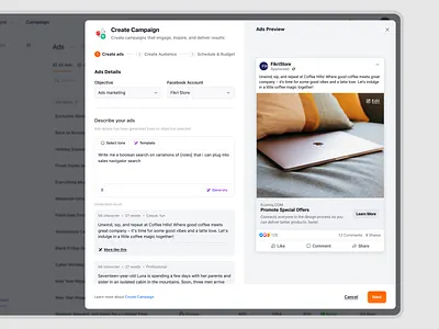 Ecomiq: Campaign Creation for SaaS eCommerce ad management advertising campaign builder crm dashboard ecommerce marketplace online store order management product design saas saas design ui design ux design web app web builder web design