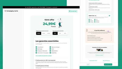 Insurance - Pricing options care design desktop green health insurance interface options price product product design ui user experience ux web design