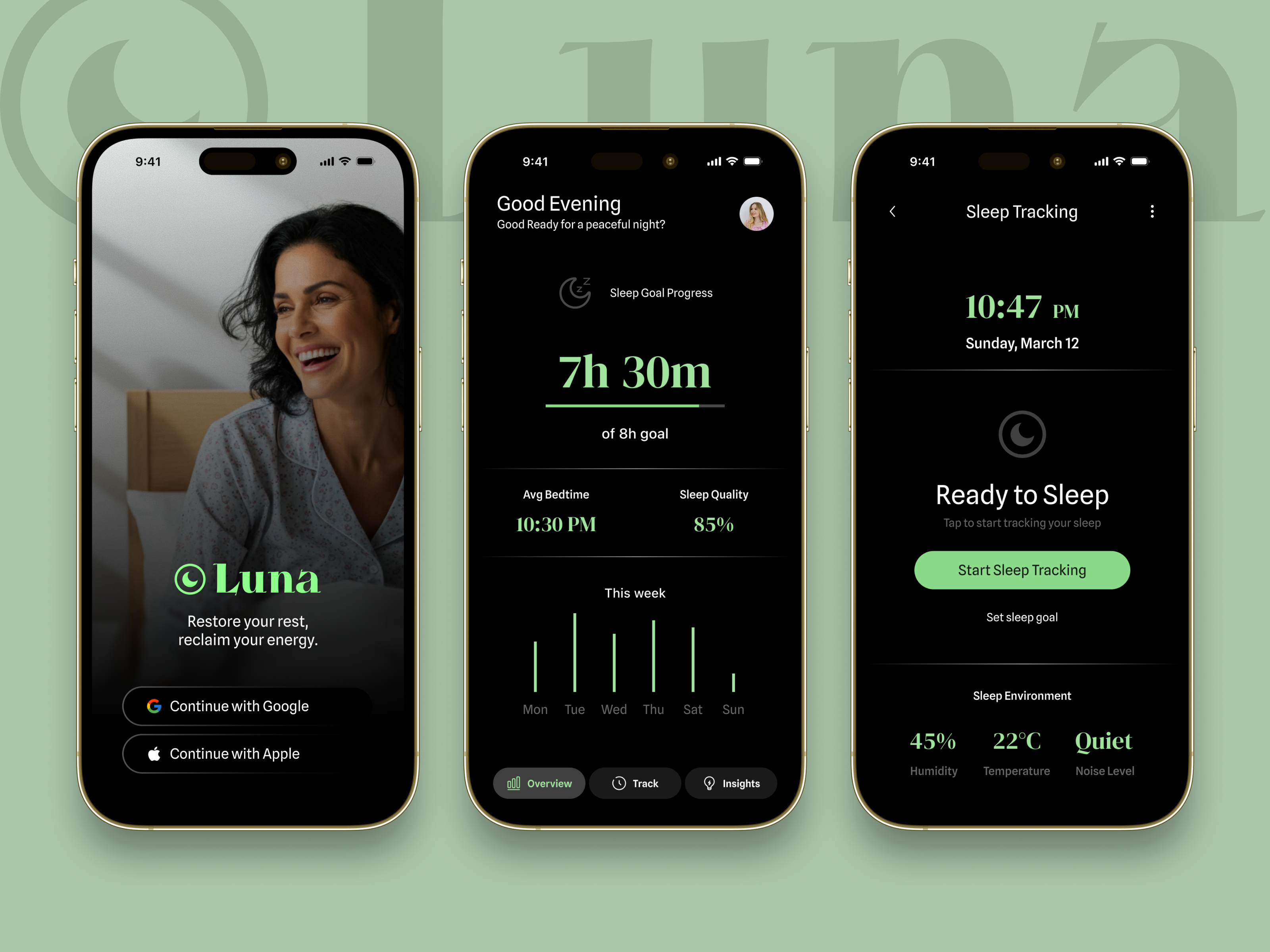 Luna - Sleep tracking app graphic design ios mobile ui ux