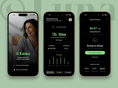 Luna - Sleep tracking app graphic design ios mobile ui ux