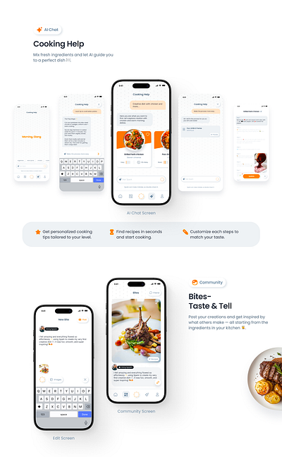 Spark - Creative Cooking Mobile App app concept cooking cooking app creative food mobile app ui