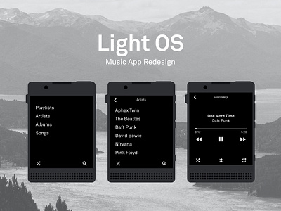 Light OS - Music App Redesign app light light os light phone minimal mobile mobile app ui ux