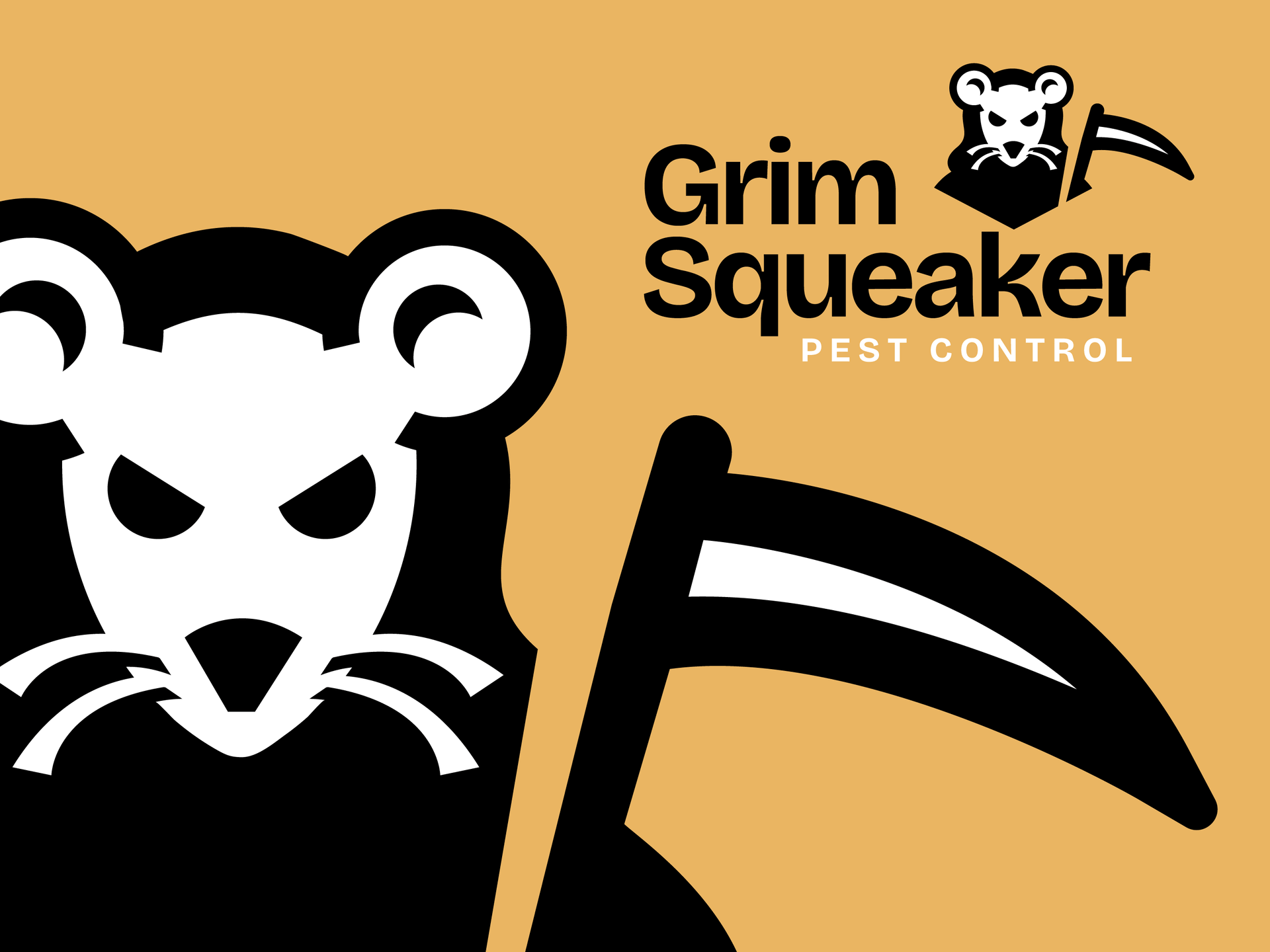 Grim Squeaker - Pest Control Logo Mascot animal badge design branding brandmark cartoon character design graphic design grim reaper identity logo logo design logo designer logos mascot mouse pest pest control vehicle wrap