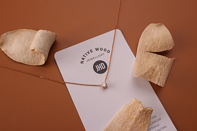 Native Wood Jewellery JHD Custom Branded Card brand identity branding business card custom card custom stickers jewellery jewellery branding label luxury brand minimalism packaging design product design product photography sticker printing stickers typography