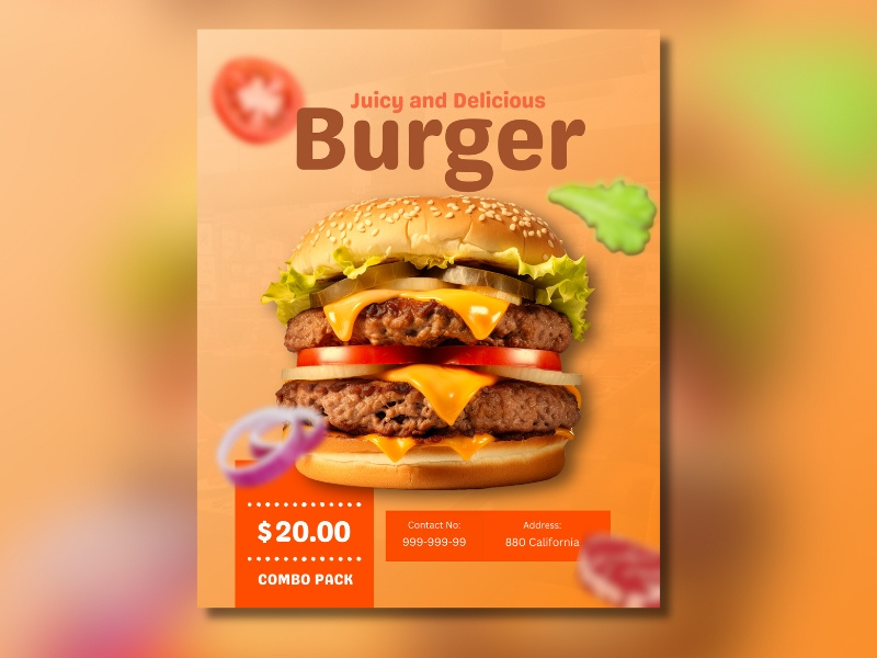 Burger Poster Design- Design by Momin Grafico burger creative design graphic design poster salad social media post unique