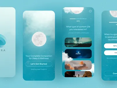 Olyra wellness app design app ui app uiux glass glassmorphism relax relaxing app sleep sleep app ui uiux wellbeing wellbeing app wellness wellness app