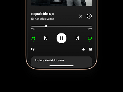 Spotify iOS Refinement concept design flat ios iphone kendrick lamar mobile music redesign refinement spotify streaming ui update ux