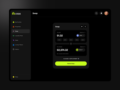 Real World Assets (RWA) - Swap Page Design asset backed tokens blockchaindashboard crypto exchange ui crypto ui defi ux real world assets rwa swap tokenization ux ui web design web3 design website