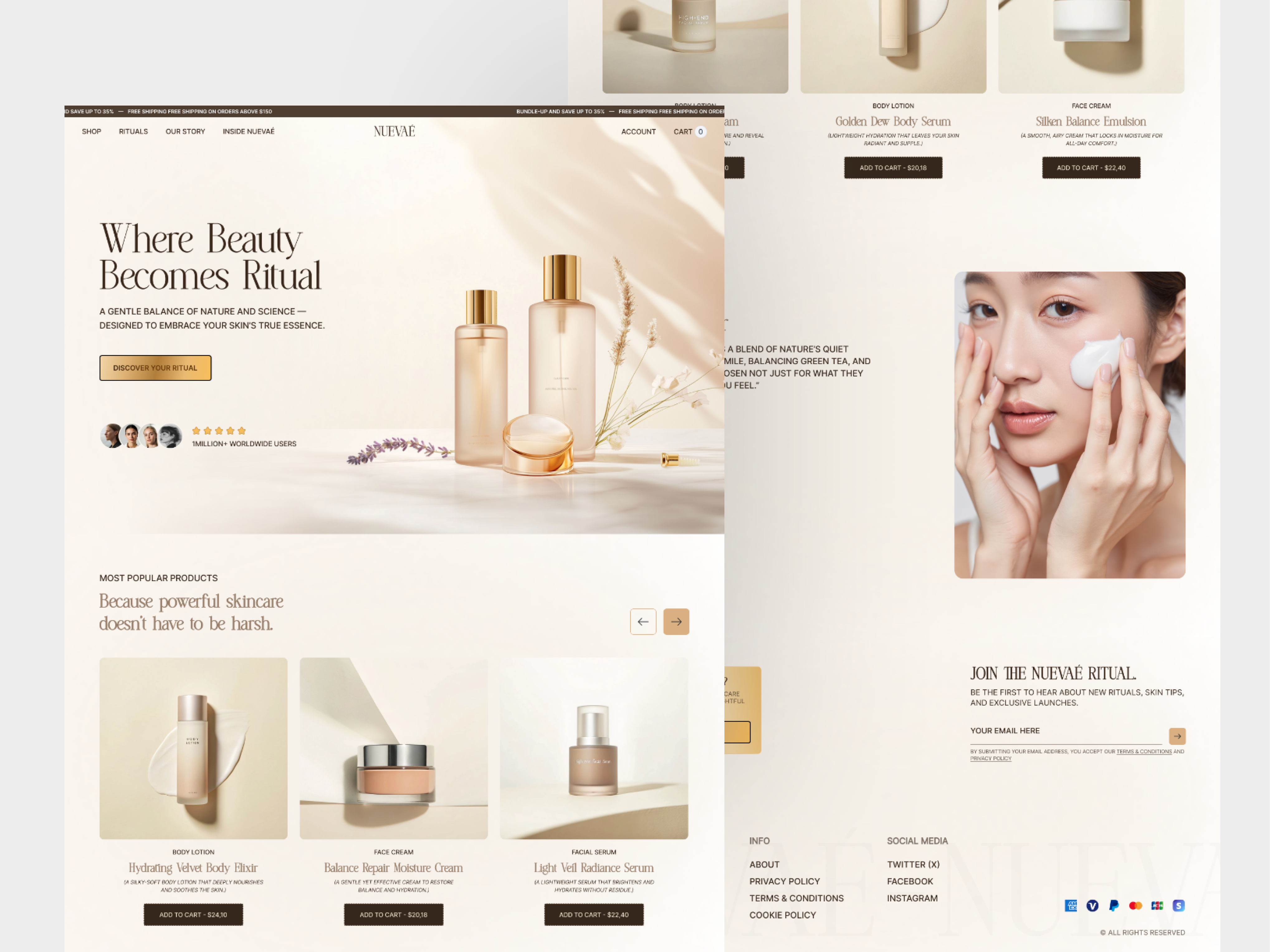 Example of Skincare E-Commerce Website Home Page