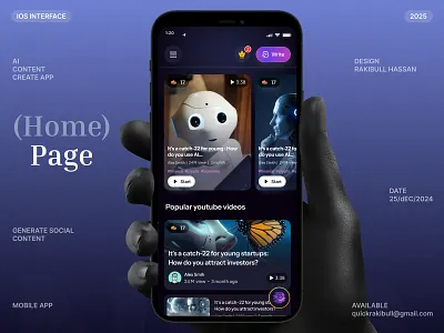 AI content generated app ai ai content ai generation ai writing bloging content generated ios ui ux