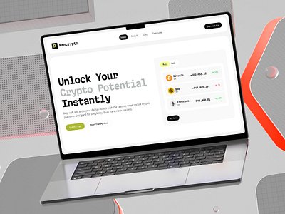 Rencrypto - Crypto currency website hero section design crypto design hero interface product service startup ui ux web