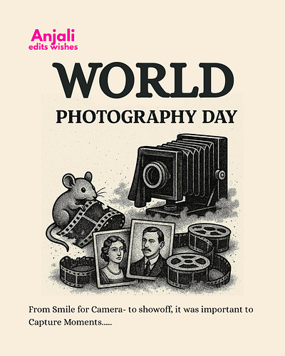 World Photography Day branding design digital graphic design happy illustration international marketing media old photograph poster posts recognization social typography vector