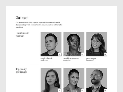 Our Team section design for Tax Advisor & Economist website clean corporate design economy finance landingpage minimal modern tax ui ux web web design website website design
