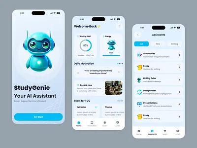 AI Learning Mobile App 3d ai ai app app design artificial intelligence e learning ios ios app learning mobile app student study ui uiux user interface ux