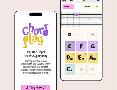 ChordPlay - Play the easy audio chord clef guitar harmonic instrument melodic mobile music music player piano product tone tun tuning ui ukulele utility app ux viola