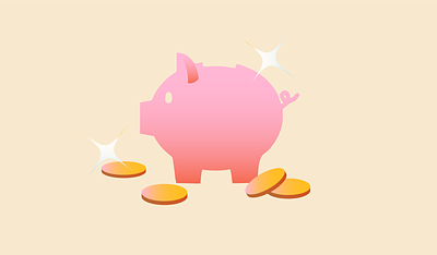Piggy Bank bitcoin coins currency design drawing economy finances flat gradient icon illustration modern money pig piggy bank pink simple texture vector wallet