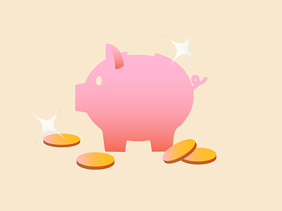 Piggy Bank bitcoin coins currency design drawing economy finances flat gradient icon illustration modern money pig piggy bank pink simple texture vector wallet