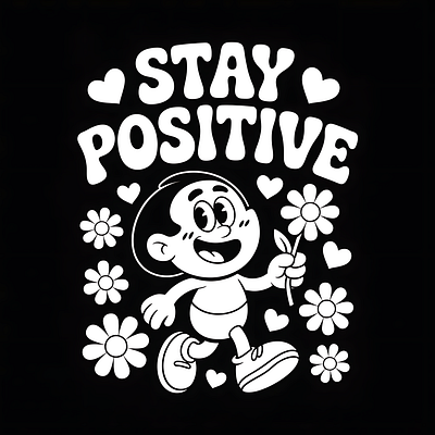 Stay Positive cute illustration positive