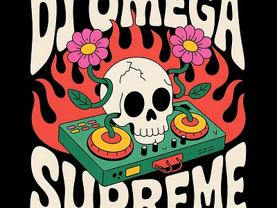 Dj Skull Illustration colorful dj illustration skull