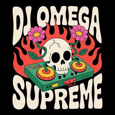 Dj Skull Illustration colorful dj illustration skull