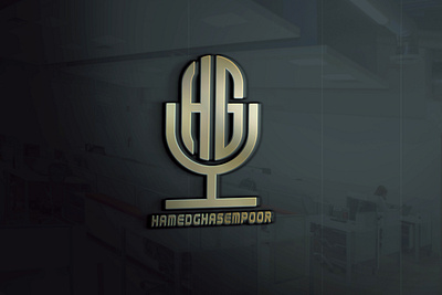 HG Recording Studio-Monogram Microphone Logo 3d 3dmockup audiobranding brandidentity branding creativedirection graphic design logo logodesign luxurybranding metalliclogo minimallogo monogram recordingstudio typography typographylogo ui visualidentity