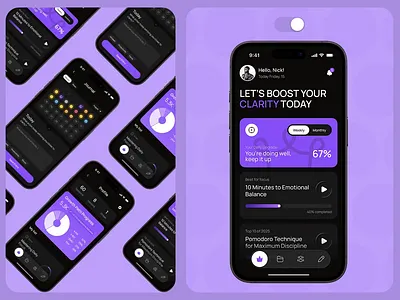 Self-improvement Mobile iOS App Redesign app app design concept app design template app interface dashboard dashboard design design design agency education learning mobile mobile app mobile ui motivation online product design productivity self improvement app ui ux