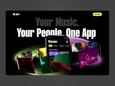 Music Website – Seamless Artist & Listener Experience animation landing page music music app outcrowd ui ux uxui web design web development web platform webflow website