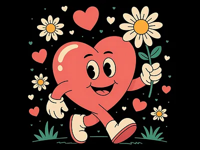 Retro heart heart illustration retro