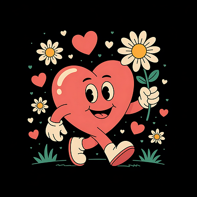 Retro heart heart illustration retro