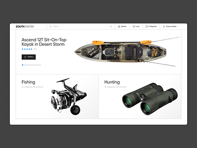 Fishing and Hunting - e-commerce concept design fishing gun hunting kayak modern nature rod shop ui webdesign website