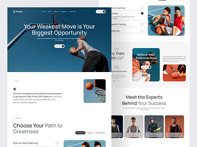Proliv - Sport Website Landing Page | UI UX | Design basket academy website basket landing page basket web design homepage landing page landing page design product design sport sport club website sport design sport landing page sport training training ui ux web design