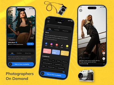 Professional Photographer Booking App Design – NeoMotion app app design app development camera figma graphic design illustration ios iphone media app mobile photographer app photographer booking photography product design typography ui ui design user interface ux