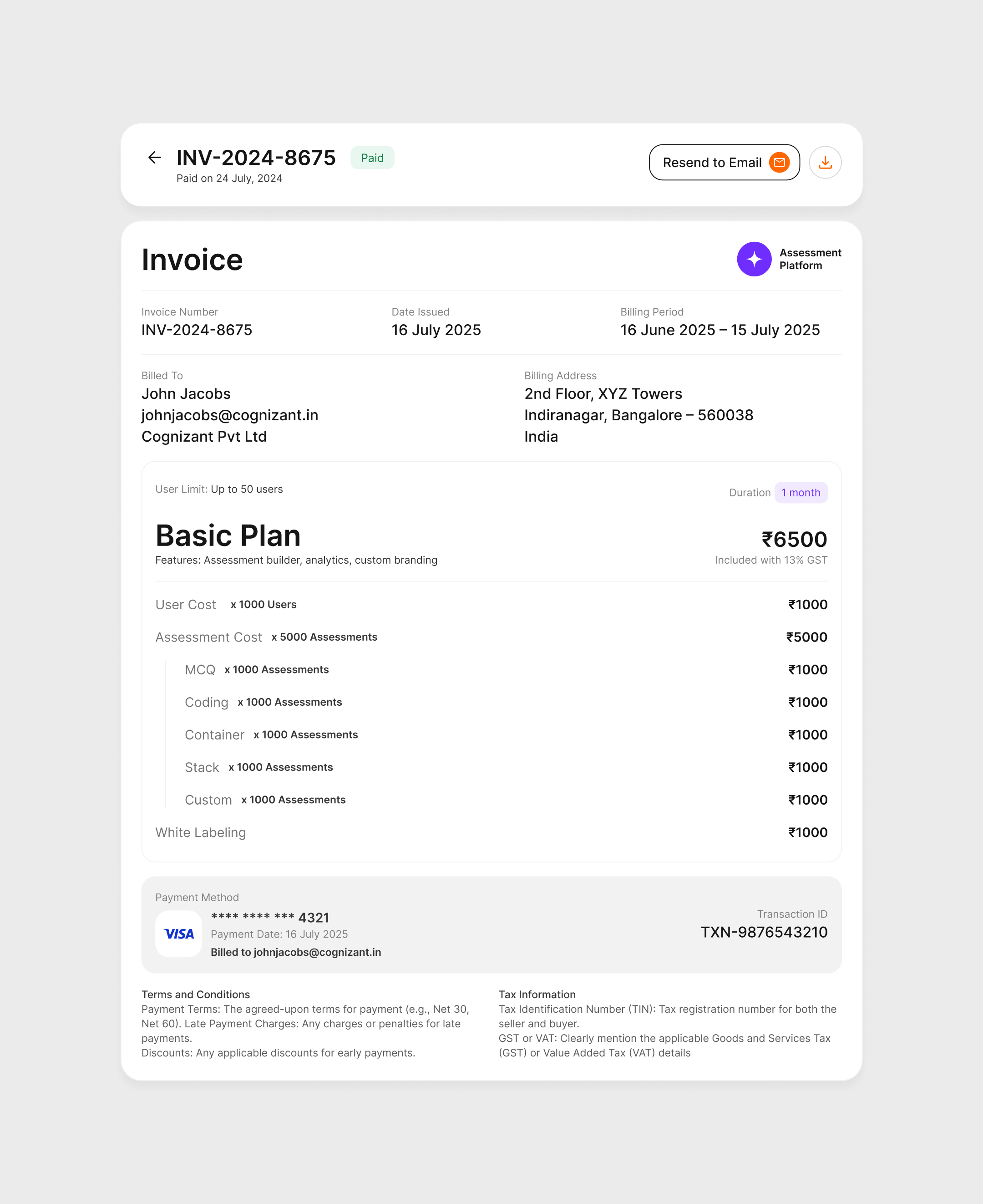 View Invoice Screen design lxp ui ux uxdesign