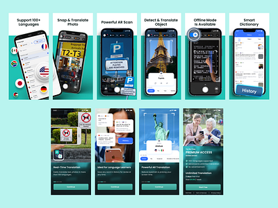 Camera Translator - Screenshot, Onboarding and Direct Store app design graphic design illustration ui ux