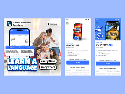 Camera Translator - Banner Ad and Direct Store at Launch app design graphic design illustration ui ux