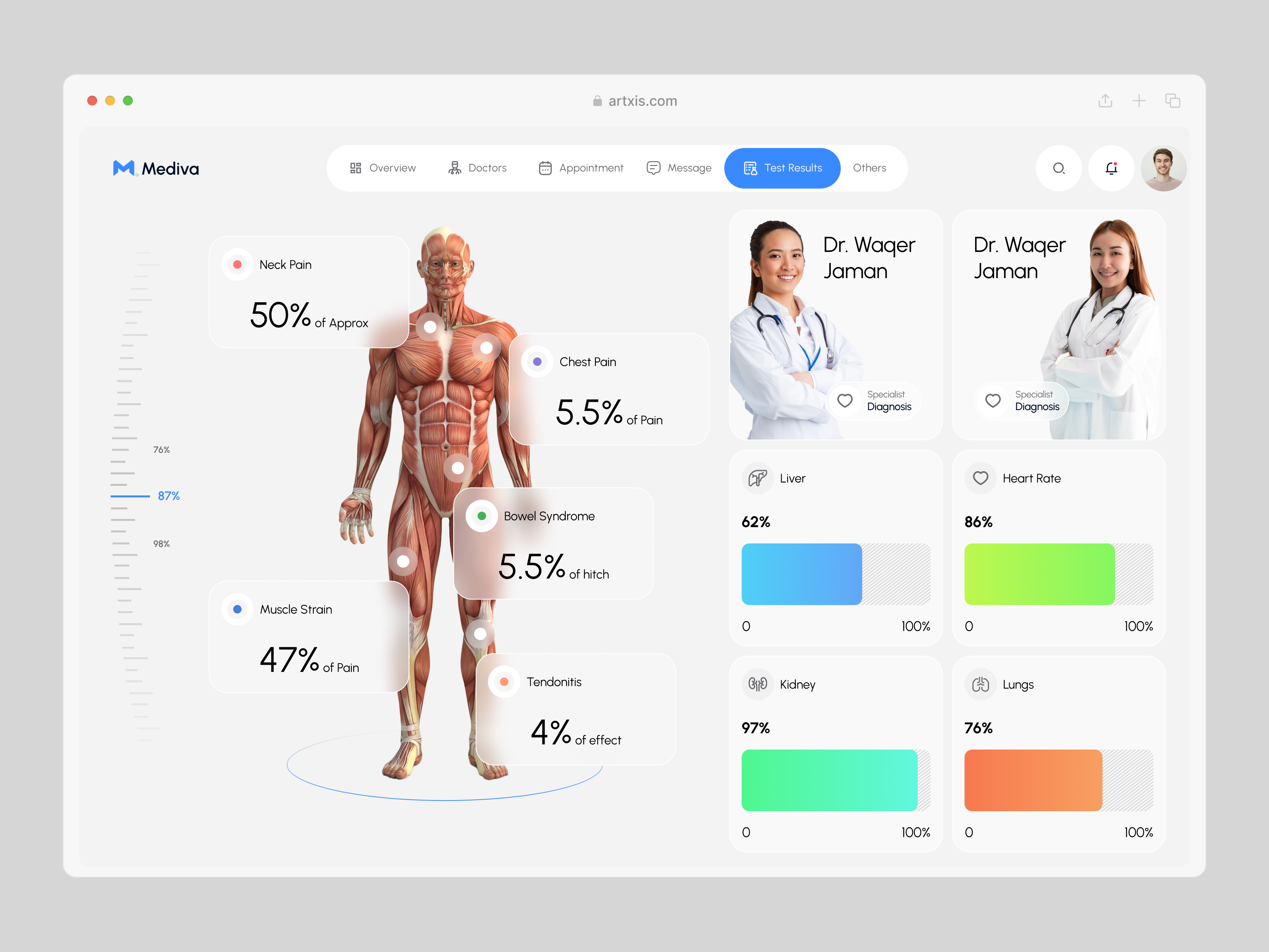 Example of Mediva - Medical Test Result Dashboard Design